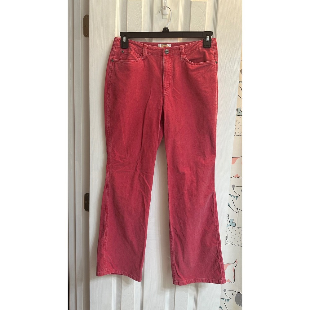 Talbots Petites Red Corduroy Stretch Straight Leg Pants Womens 10P Mid Rise
